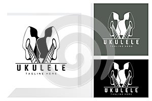 Minimalist Ukulele Music Logo Design, Ukulele Guitar Vector. Ukelele Logo Design