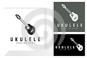 Minimalist Ukulele Music Logo Design, Ukulele Guitar Vector. Ukelele Logo Design