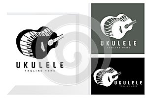 Minimalist Ukulele Music Logo Design, Ukulele Guitar Vector. Ukelele Logo Design