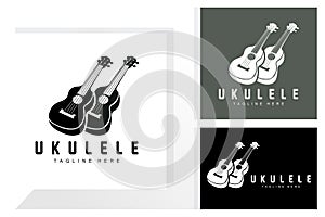 Minimalist Ukulele Music Logo Design, Ukulele Guitar Vector. Ukelele Logo Design