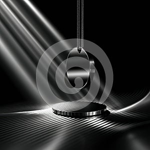 Neutral Background with Suspended Razor-Thin Metallic Disc Casting Soft Symmetric Shadow