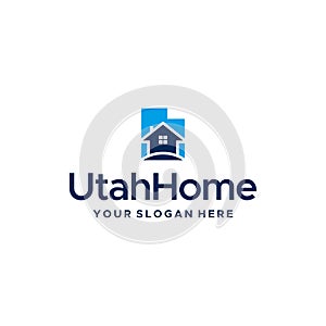 minimalist UtahHouse home building Logo design