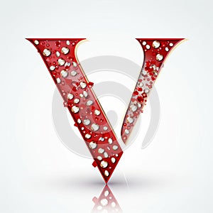 Minimalist \'v\' Lettermark With Rhinestones In Jimmy Choo Style