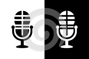 Classic Microphone Icon - Black and White Contrast