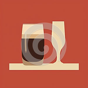 Minimalist Vector Icon Of Pint Glasses With Odd Juxtapositions photo