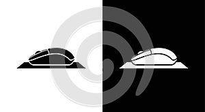 Computer Mouse Icon Black and White Silhouette