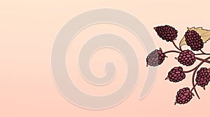 Minimalist Vector Illustration Of Blackberries On Pink Background