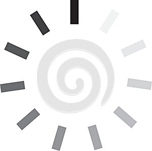 Simple black and white circular progress loading indicator icon for web and app design.