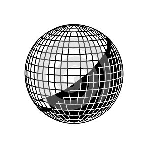 Global Growth Arrow on Grid Sphere Icon
