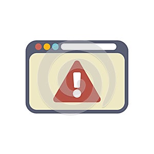 Web browser window displaying warning sign icon