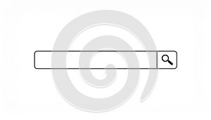 A minimalist vector illustration presenting a standard web user interface element specifically a long horizontal search bar input