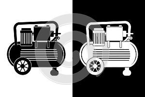 Air Compressor Icon - Black and White