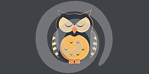 Minimalist Vector Illustration of a Sleeping Owl on a Dark Background