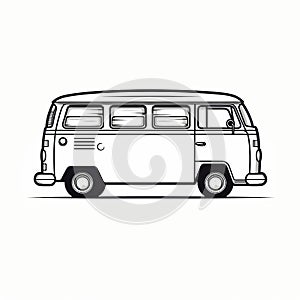 Minimalist Vw Bus Vector Illustration On White Background