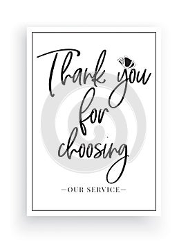 Minimalist Wall Decor Vector, Thank you for choosing our service, Wording Design, Lettering, Wall Decals, Poster Design, Greeting