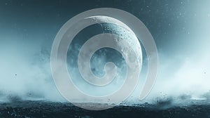 Soft Gray Watercolor Crescent Moon Night Background photo
