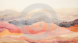 Minimalistický akvarel maľovanie rozsiahly púšť v teplý farby 