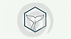 A minimalist whale tail logo within