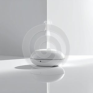 Minimalist White Aroma Diffuser Emitting Steam