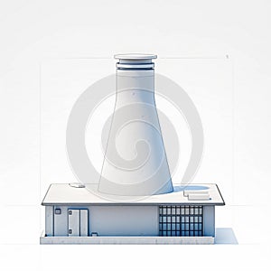 Minimalist white background accentuates detailed 3D rendering of chimney