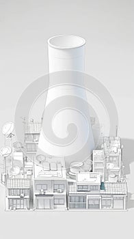 Minimalist white background accentuates detailed 3D rendering of chimney photo