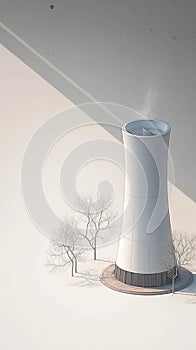 Minimalist white background accentuates detailed 3D rendering of chimney photo