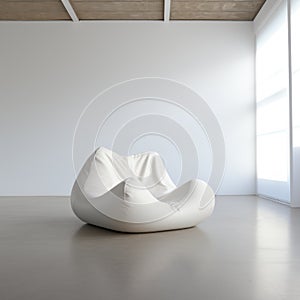 Minimalist White Bean Bag Chair In Biomorphic Style