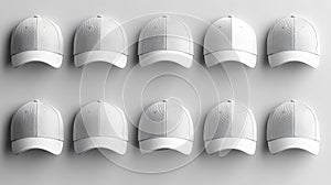 Minimalist white caps in a neat grid pattern Generative AI photo