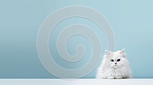Minimalist White Cat On Table: Download High-quality Background