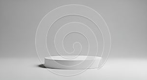 Minimalist White Circle Display Platform Mockup on White Backdrop
