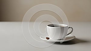 Minimalist White Coffee Cup with Single Coffee Bean on Neutral Background