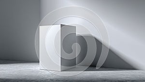 Minimalist White Cube Pedestal in Dramatic Light