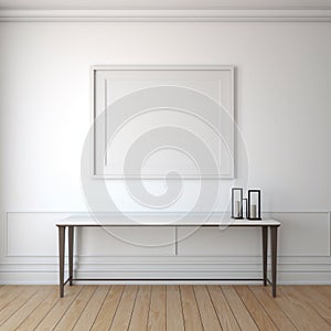 Minimalist White Frame Console Table In Secessionist Style photo