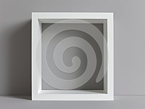 Minimalist White Frame on Gray Background