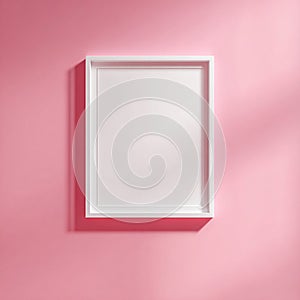 Minimalist White Frame on Pink Background with Soft Shadows