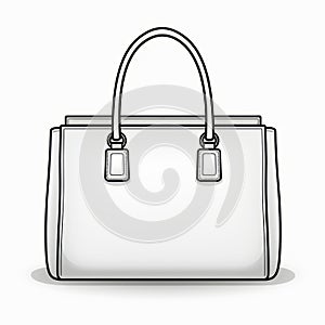 Minimalist White Handbag Sketch On Clean Background
