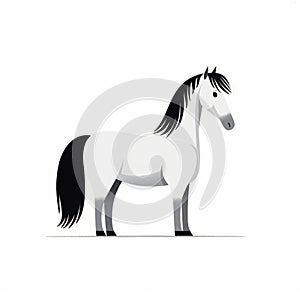 Minimalist White Horse Illustration In The Style Of John Brack And John Howe