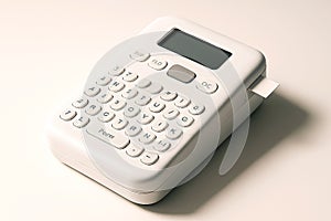 Minimalist white label maker isolated on white background