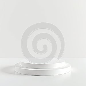 Minimalist white podium on a clean white background, perfect for product display or presentations.