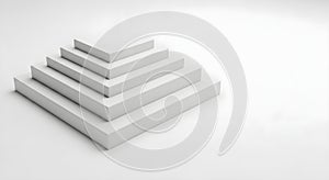 Minimalist White Pyramid Structure on White Background