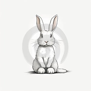 Minimalist White Rabbit Vector Illustration In The Style Of Adi Granov