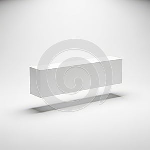 Minimalist white rectangular block casting a soft shadow on a light background