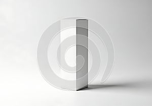 Minimalist white rectangular box on a white background