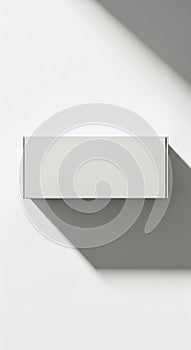 Minimalist White Rectangular Box with Soft Shadow and Light