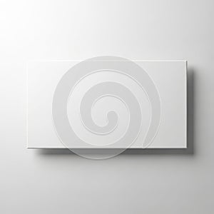 Minimalist white rectangular object casting a shadow on a plain background