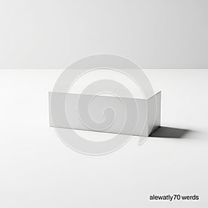 Minimalist white rectangular object casting a shadow on a plain background