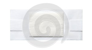 Minimalist white rectangular object displayed on a light gray surface isolated on white background