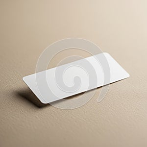 Minimalist white rectangular object placed on a textured surface