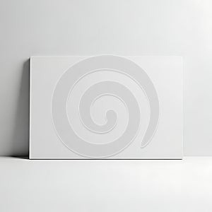 Minimalist white rectangular object resting on a plain surface