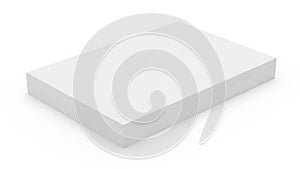 Minimalist white rectangular object with smooth reflective surface